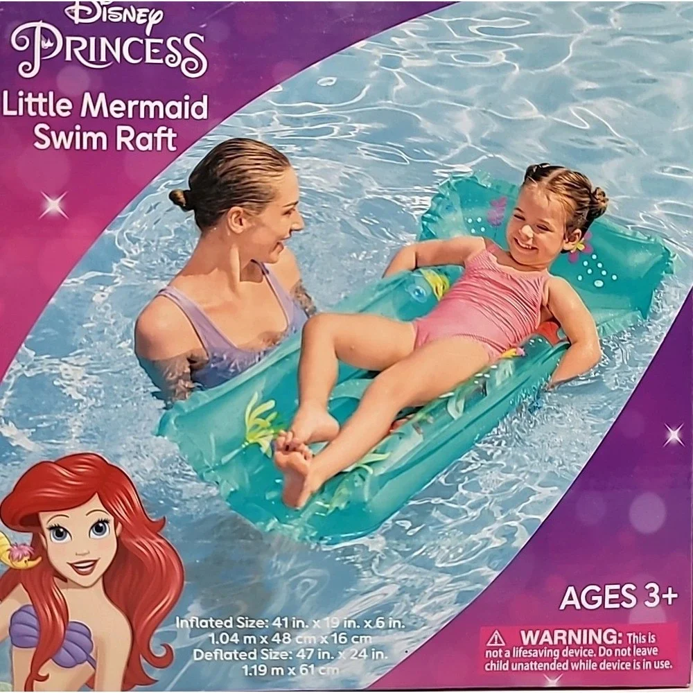 2-Pack Disney Princess Little Mermaid Ariel Kids Inflatable Swim Raft/Pool Float